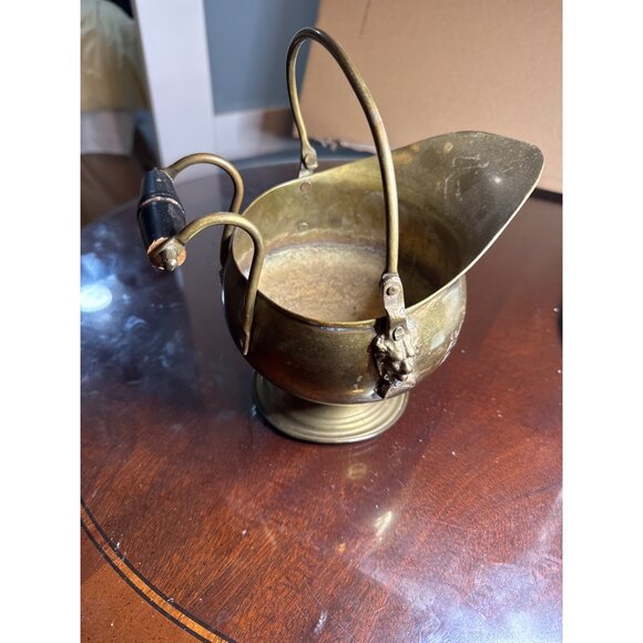 Dutch Brass Coal 7" Tall Scuttle Ash Bucket  Lion Head Handle Delft Handle 70-45 - Picture 1 of 7